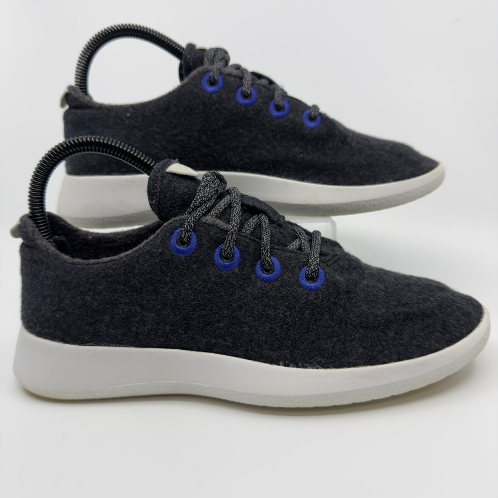 Allbirds Wool Runners WR Womens 7 Charcoal Gray Blue White Lace Up Sneaker Shoes